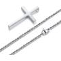 REVEMCN Gold Silver Black Cross Necklace, Simple Stainless Steel Cross Pendant Necklace for Men Women Kids 18-24 Inches Chain
