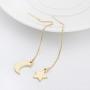 TUSHUO Simple Dangle Style Moon Star Earrings Irregular Moon Star Line Threader Drop Earrings (Gold)