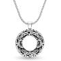Charmsy Sterling Silver Jewelry Byzantine Open-Space Circle Pendant with Cable Chain for Women 35 MM