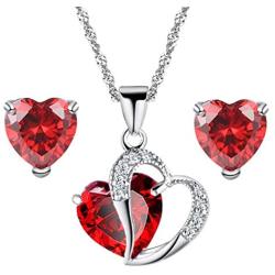 aihihe Jewelry Sets Earrings Necklace Set for Women Heart Crystal Rhinestone Silver Chain Jewelry Valentines Day Anniversary Birthday Gifts for Her