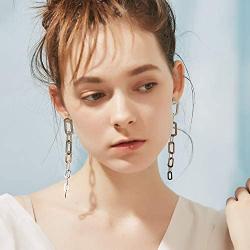 U7 Personalized Fun Chain Earrings Women Girls S925 Silver Needle Hypoallergenic Stainless Steel or 18K Gold Plated Statement Cuban Chain/Coffee Bean/3 Layered Cable Chain Dangle Drop Earring