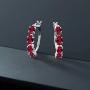 Gem Stone King 925 Sterling Silver Wine Red Created Ruby Earrings For Women (4.00 Ct Oval 6X4MM)