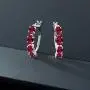 Gem Stone King 925 Sterling Silver Wine Red Created Ruby Earrings For Women (4.00 Ct Oval 6X4MM)
