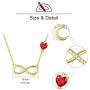 Yafeeso 14K Gold Infinity Necklace, Solid Infinity Love Heart Pendant Necklace with Red Cubic Zirconia Jewelry Gifts for Her, Women, 16+2 Inch