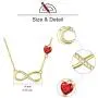 Yafeeso 14K Gold Infinity Necklace, Solid Infinity Love Heart Pendant Necklace with Red Cubic Zirconia Jewelry Gifts for Her, Women, 16+2 Inch
