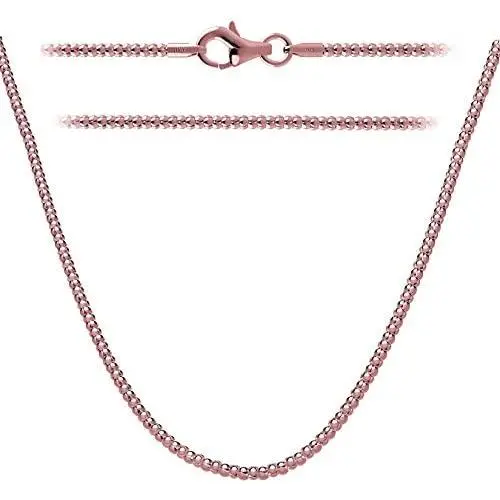 Sterling Silver 925 Rose Gold Plated Popcorn Chain 2mm Made in Italy 18'' Inch Sterling Silver 925 Rose Gold Plated Popcorn Chain 2mm Made in Italy 18'' Inch