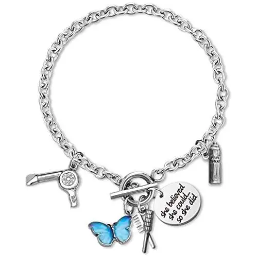 Hairdresser Gift Hair Stylist Bracelet She Believed She Could so She Did Hairdresser Jewelry Hairstylist Cosmetology Graduation Gift for Her(BR-Hairdress) Hairdresser Gift Hair Stylist Bracelet She Believed She Could so She Did Hairdresser Jewelry Hairstylist Cosmetology Graduation Gift for Her(BR-Hairdress)