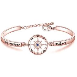 WUSUANED No Matter What Where When Compass Best Friend Keychain Set Long Distance Friendship Gift For Sister Best Friends