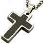 MJ Metals Jewelry Personalized Tungsten Carbide Carbon Fiber Inlay Cross Pendant Necklace 18'' to 20'' SS Wheat Chain