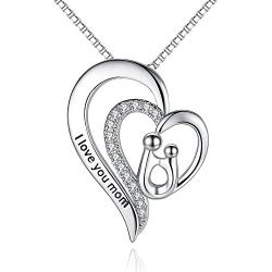 Milamiya I Love You Mom Heart Pendant Necklace, Gifts for mom, Mother-in-Law Necklace
