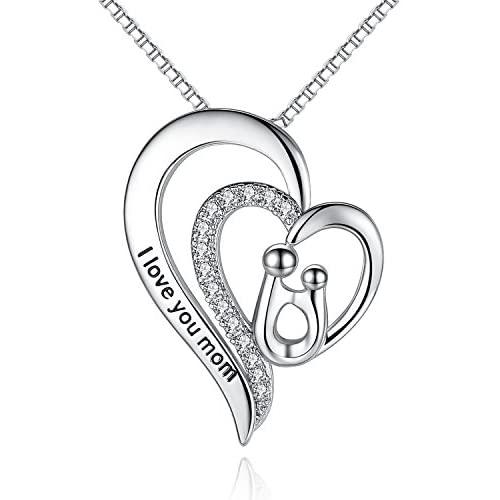 Milamiya I Love You Mom Heart Pendant Necklace, Gifts for mom, Mother-in-Law Necklace