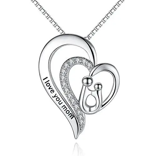 Milamiya I Love You Mom Heart Pendant Necklace, Gifts for mom, Mother-in-Law Necklace Milamiya I Love You Mom Heart Pendant Necklace, Gifts for mom, Mother-in-Law Necklace