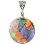 Starborn Ammolite and Sterling Silver Round Pendant with Filigree Bail