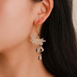 Crystal Flower Earrings Fairy Temperament Water Drop Tassel Earrings Jewelry jewelry