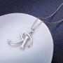 Initial Necklace, 925 Sterling Silver Monogram Letter Pendant with Created Opal, A-Z Alphabet Necklace, Initial Jewelry Gifts for Women Girlfriend Daughter