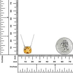 Classic 10MM Cushion Cut Genuine Gemstone Pendant in Rhodium-plated Sterling Silver, 17''| Pendants for Women