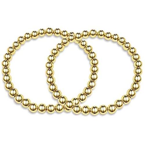 JA.S.JR 14K Gold Plated Bead Bracelet for Women Boho Bohemian Bracelet Set Jewelry