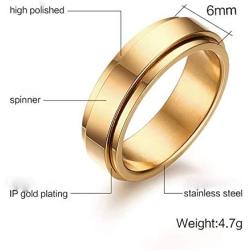 TULIP LY Stainless Steel Spinner Rings Refined Style Unisex Ring Cool Simple Wedding Band Ring 6mm Mens Jewelry Gold Silver