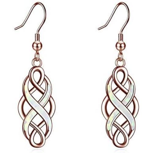 LUHE Celtic Earrings Sterling Silver Oxidized Good Luck Irish Vintage Celtic Knot Dangle Dangling Earrings Jewelry Dangles Gifts for Women Girls