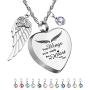 Dletay Heart Urn Necklace for Ashes with 12 Birthstones Cremation Jewelry for Ashes -Your Wings were Ready My Heart was Not