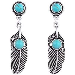 Givihoka Turquoise Dangle Earrings for Women – Big Blue Boho Vintage Statement Turquoise Earrings, Large Bohemian Retro Drop Turquoise Earrings