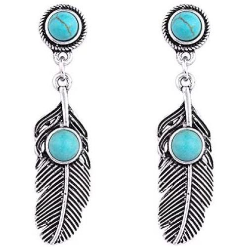 Givihoka Turquoise Dangle Earrings for Women – Big Blue Boho Vintage Statement Turquoise Earrings, Large Bohemian Retro Drop Turquoise Earrings