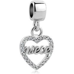 ReisJewelry New Herat Love Sister Friend Niece Family Dangle Charm Bead for Bracelet