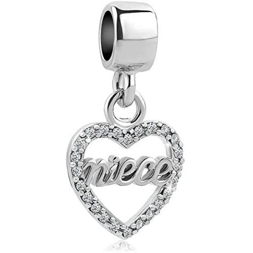 ReisJewelry New Herat Love Sister Friend Niece Family Dangle Charm Bead for Bracelet