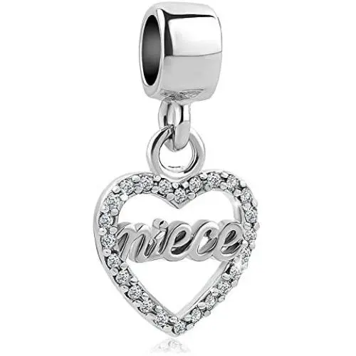 ReisJewelry New Herat Love Sister Friend Niece Family Dangle Charm Bead for Bracelet ReisJewelry New Herat Love Sister Friend Niece Family Dangle Charm Bead for Bracelet