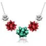 VOGUEKNOCK Gift Bow Necklace Christmas Bow Collar Necklace Xmas Jewelry Gift Red Green Bows