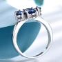 Blue Sapphire Flower Engagement Ring 925 Sterling Silver Wedding Ring Anniversary Jewelry for Women