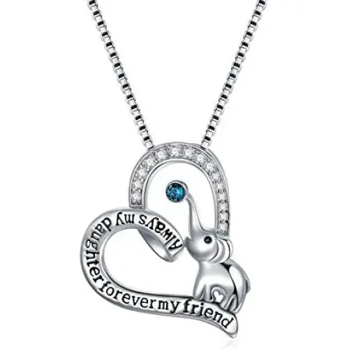 AOBOCO 925 Sterling Silver Elephant Mother Daughter Love Heart Pendant Necklace with Austrian Crystal AOBOCO 925 Sterling Silver Elephant Mother Daughter Love Heart Pendant Necklace with Austrian Crystal