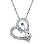 AOBOCO 925 Sterling Silver Elephant Mother Daughter Love Heart Pendant Necklace with Austrian Crystal