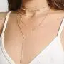 Zehory Boho Layered Crystal Choker Necklace Silver Long Tassel Pendant Y Necklaces Chain Jewelry Adjustable for Women and Girls