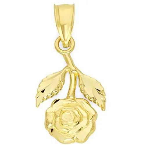 10k Real Solid Gold Hanging Rose Pendant, Dainty Flower Charm Romantic Jewelry Gifts for Her 10k Real Solid Gold Hanging Rose Pendant, Dainty Flower Charm Romantic Jewelry Gifts for Her