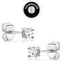 SolidSilver - Sterling Silver 3mm Round Solitaire Stud Earrings Made with Swarovski Crystal