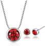 Zhang Trading Co., Ltd. White Gold-Plated Stainless Steel Round Cut Stud Earrings + Necklace Set