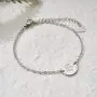THREE KEYS JEWELRY Rose Gold Initial Bracelet for Girls Gifts Stainless Steel Dainty Coin Name Initial Charm Bracelet Alphabet Letter Pendant Silver Initial Bracelets for Women with Initial