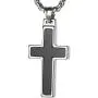 Unique GESTALT Onyx Inlay Tungsten Cross Pendant. 4mm Wide Surgical Stainless Steel Box Chain. Unique GESTALT Onyx Inlay Tungsten Cross Pendant. 4mm Wide Surgical Stainless Steel Box Chain.