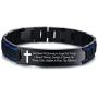 VNOX Personalized Custom Religous Quote Two Tone Blue Stainless Steel Link Bracelet Motivational Inspirational Gifts for Men Boys