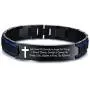 VNOX Personalized Custom Religous Quote Two Tone Blue Stainless Steel Link Bracelet Motivational Inspirational Gifts for Men Boys
