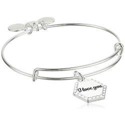 Alex and ANI Because I Love You Expandable Wire Bangle Bracelet for Women, Meaningful Charms, 2 to 3.5 in