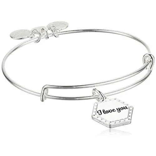 Alex and ANI Because I Love You Expandable Wire Bangle Bracelet for Women, Meaningful Charms, 2 to 3.5 in