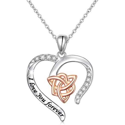 Sterling Silver Good Luck Irish Celtic Knot Love Knot Claddagh Lover Heart Shaped Pendant Necklace Bracelet