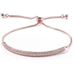 Miss Rabbit Cubic Zirconia Adjustable Bracelet with Prong Setting Crystal CZ Stones and Rhodium, Gold, Rose Gold Plating For Gift And Every Day Wear