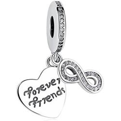 Beauty Heart Infinite Friend Charm 925 Sterling Silver Friendship Friend Forever Dangle Beads Fit Necklace and Bracelet