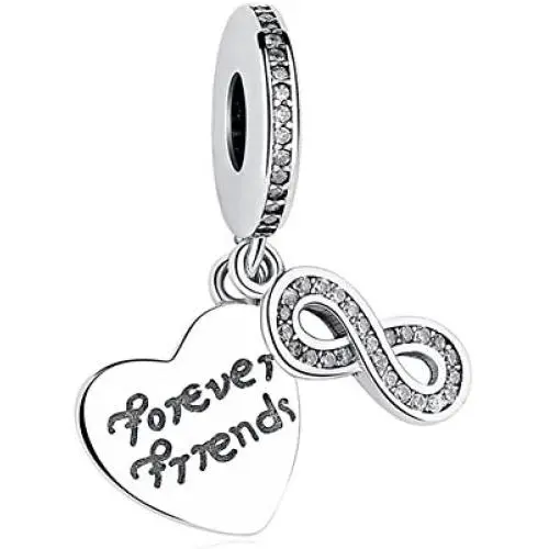 Beauty Heart Infinite Friend Charm 925 Sterling Silver Friendship Friend Forever Dangle Beads Fit Necklace and Bracelet Beauty Heart Infinite Friend Charm 925 Sterling Silver Friendship Friend Forever Dangle Beads Fit Necklace and Bracelet