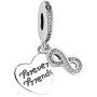 Beauty Heart Infinite Friend Charm 925 Sterling Silver Friendship Friend Forever Dangle Beads Fit Necklace and Bracelet