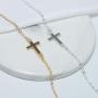 TseanYi Cross Pendant Necklace Chain Silver Sidesway Cross Choker Necklace Short Chain Religion Necklace Jewelry for women and Girls (Silver)