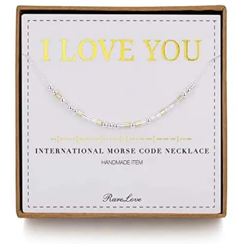 RareLove I Love You Morse Code Necklace 925 Sterling Silver Beads Two Tone Secret Message Wife Sister Friends Valentines Gift For Her Women Girls RareLove I Love You Morse Code Necklace 925 Sterling Silver Beads Two Tone Secret Message Wife Sister Friends Valentines Gift For Her Women Girls